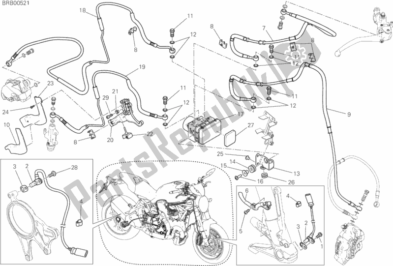 Todas las partes para Sistema Antibloqueo De Frenos (abs) de Ducati Monster 1200 R USA 2019